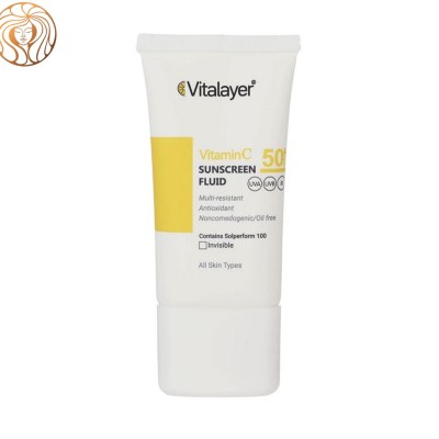 فلوئید ضد آفتاب بی رنگ ویتامین C ویتالیر با SPF50 حجم 50 میلی لیتر