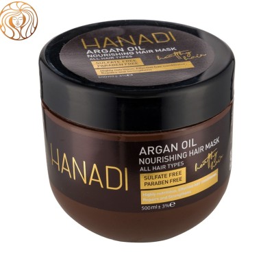 ماسک مو هانادی حاوی روغن آرگان فاقد سولفات و پارابن حجم 500 میلی لیتر