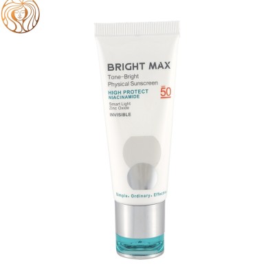 ضد آفتاب فیزیکال بی رنگ برایت مکس مدل Tone Bright با SPF 50 حجم 40 میلی لیتر